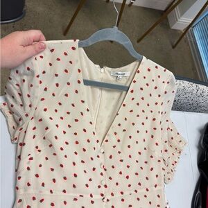Madewell Ivory Dress with Red Dots